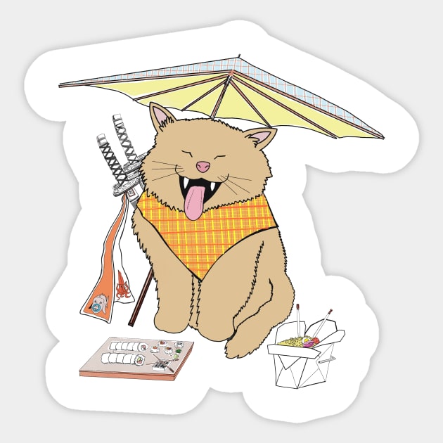 Samurai Cat Sticker by CarlComics
